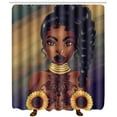 thumbnail image 2 of Sexy African Woman with Sunflower Shower Curtain Waterproof Soft Fabric Cloth Bath Curtain,Exotic Afro Girl Bathroom Decor, Girl with Sunflower,with 12 Hooks, 2 of 5