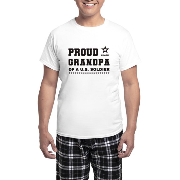 CafePress - Proud Grandpa Of A Soldier Black Pajamas - Men's Light Loose Fit Cotton Pajama Set