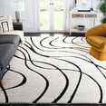 thumbnail image 2 of SAFAVIEH Florida Tamzen Abstract Shag Area Rug, Ivory/Black, 12' x 12' Square, 2 of 10