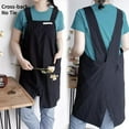 thumbnail image 5 of Cotton Linen Apron for Women with Pockets, Cross Back Split Pinafore No Tie for Kitchen Garden Cooking (7 Colors), 5 of 7