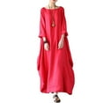 thumbnail image 1 of Outfmvch Robe Rouge Grande Taille Robe Boho Débardeur Robe de Plage Florale Maxi Kaftan Robe Femmes Robes Automne, 1 of 6