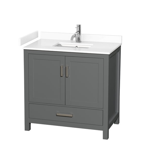 Wyndham Collection Sheffield 36" Wood Single Bathroom Vanity in Dark Gray