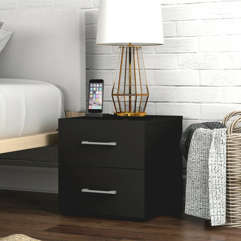 Lundy Low Profile Nightstand with USB, Black, by Hillsdale Living