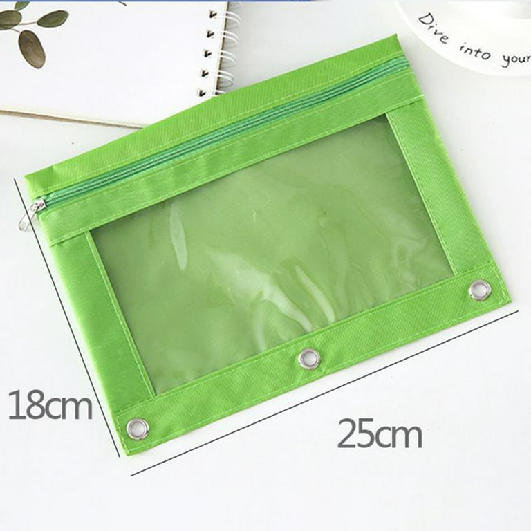 3 Ring Pencil Pouch, Binder Pencil Pouch With Zipper And Mesh Window
