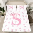 thumbnail image 2 of Castle Fairy Bowknot Alphabet S 3pcs Twin Sheet Sets for Teens,Dreamy Princess Twin Fitted Sheet,Kawaii Bow Breathable Flat Sheet,Breathable Home Decor, 2 of 7