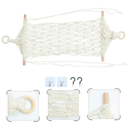 ROMANSENTIAL 1Set Handwoven White Fruit Hammock Hanging Vegetable Storage for Kitchen Space Saving and Decoration