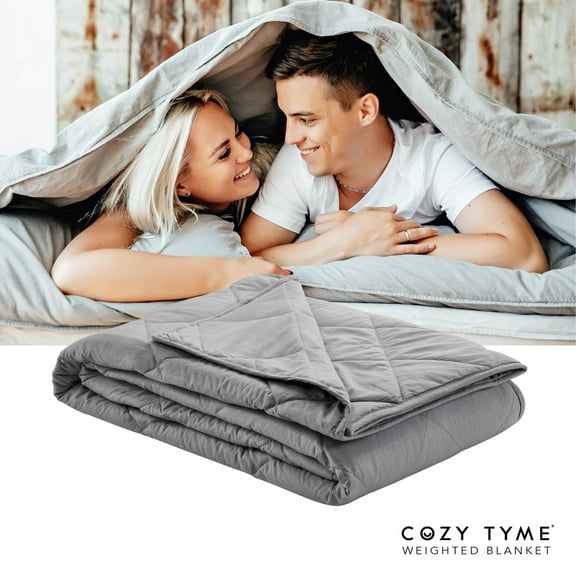 Cozy Tyme Bahati 100% Cotton Weighted Blanket - 15 Pound 48"x 72" Grey
