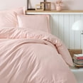 thumbnail image 3 of Powder Pink Satin Duvet Cover Set, 100% High Quality Turkish Cotton Queen Size Set, 1 Duvet Cover, 1 Fitted Sheet and 2 Pillowcases, Hypoallergenic, Breathable, Satin Bedding Set, Machine Washable, 3 of 6