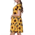 thumbnail image 2 of Easygdp Artistic Zebra Print Sunflower para Vestido Transpirable de Mujer, Vestido Suelto de Manga Corta con Pliegues y Bolsillos para el Verano, 2 of 6