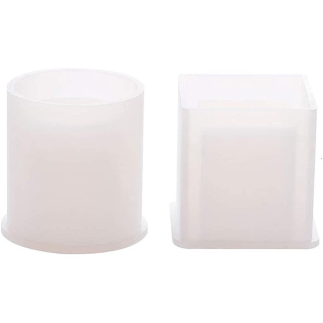 Piezas Molde de silicona de resina, Molde de bricolaje para portalápices, Maceta, Portavelas, Jabonera, Maceta suculenta creativa, Moldes de fundición con resina, Concr. Afortunado Sencillez
