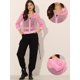 thumbnail image 2 of Chaqueta con capucha para mujer con cremallera de manga larga de malla pura chaquetas de bombardero Rosa XS, 2 of 5