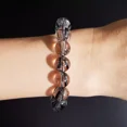 thumbnail image 6 of Flyshop Jewelry Natural Black Rutilated Quartz Crystal Bracelet, Coarse Hair (Bead Dia. 13mm), 6 of 7