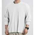 thumbnail image 5 of Mens Crewneck Sweatshirts Long Sleeve T-Shirts Casual Solid Pullover Side Slit High-Low Hem Basic Loungewear Athletic Workout Tees Tops, 5 of 5