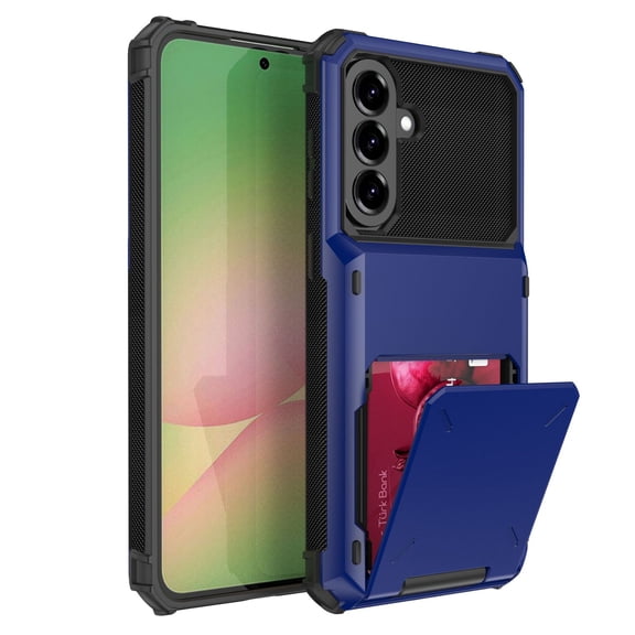 TECH CIRCLE Wallet Case for Samsung Galaxy S26, Shockproof TPU PC Credit Card Holder Slot Case Hybrid Back Phone Cover for Samsung Galaxy S26,Blue