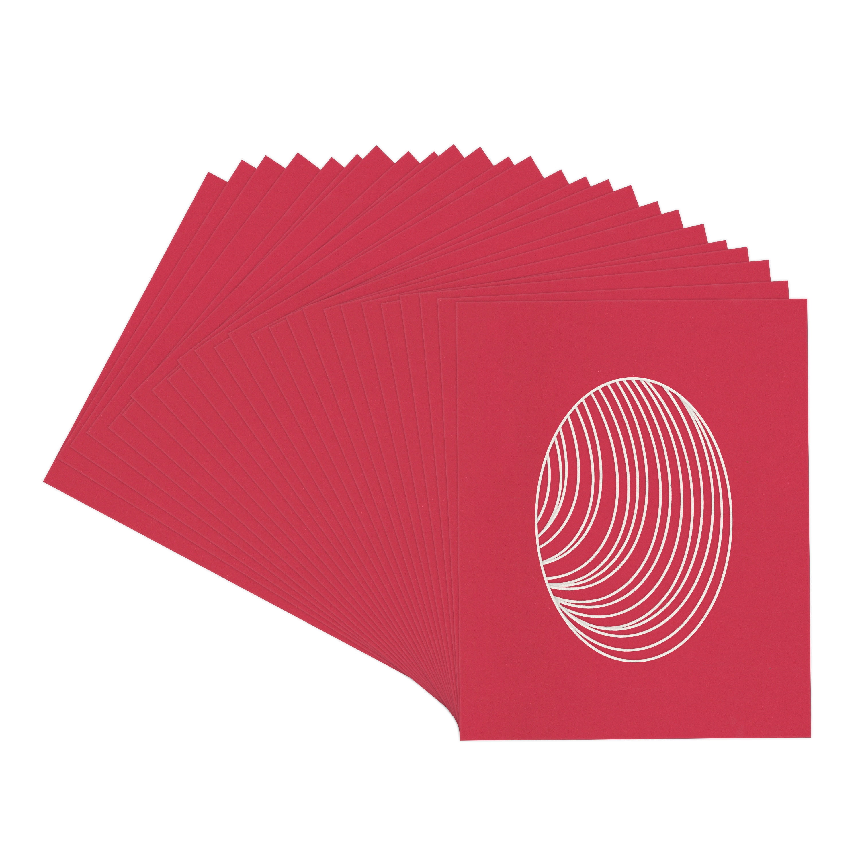 Deep Red Picture Frame Mat for 22x28 Frames - Oval Opening for 18x24 Photos - 25 Mats