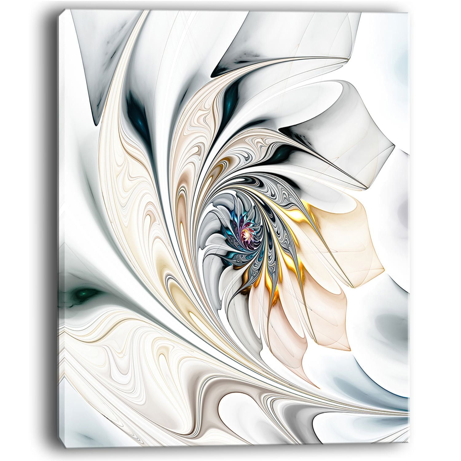 Design Art White Stained Glass Floral Art Large Floral Wall Art Canvas Print