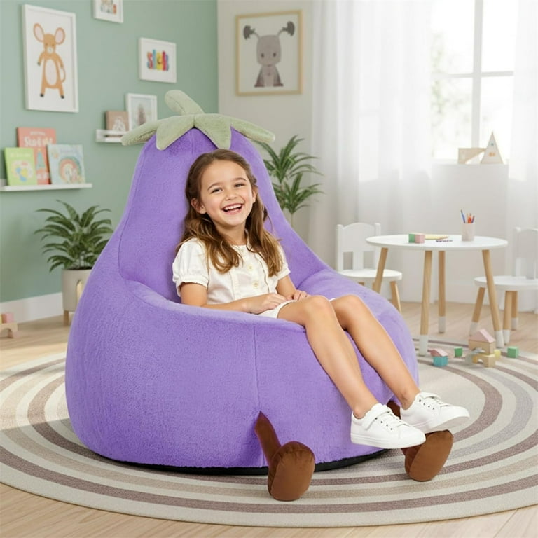 CONCETTA 24in Bean Bag Chair, Soft Faux Rabbit Fur Fabric, Cute