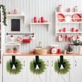 thumbnail image 4 of Mini Christmas Wreaths for Kitchen Cabinet with Bow,Small Xmas Norfolk Wreath Decoration,Artificial Cedar Berry Snowy, Farmhouse Xmas Hanging Decor for Window Wall Front Door (Z1-green velvet), 4 of 4