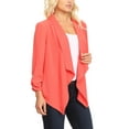thumbnail image 2 of Women's Solid Floral Print Loose Fit 3/4 Sleeve Open Front Cardigan Blazer Jacket, 2 of 5
