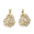 thumbnail image 1 of Brass Micro Pave Clear Cubic Zirconia Pendants with Snap on Bails for Mother's Day Long-Lasting Plated Heart with Word Mom Real 18K Gold Plated 20x15.5x2.5mm Hole: 5mm, 1 of 3