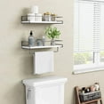 thumbnail image 2 of Forbena White Floating Shelves for Bathroom Organizer Over Toilet, Bathroom Shelves Wall Mounted with Towel Rack, Small Corner Wall Shelf for Bedroom Decor Kitchen Storage (White-Grey Set of 2), 2 of 5