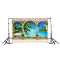 thumbnail image 3 of ABPHOTO 7x5ft Photography Backdrop Seaside Blue Sky White Cloud Arch Mountain Scene Wood Floor Sea Bakcdrop Photo Background Backdrops, 3 of 4