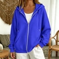 thumbnail image 5 of MSJUHEG Zip Up Sweatshirt Women Long Sleeve Top Comfrt Travel Hoodie Cropped Sweatshirt Oversized Hoodie Zip Up Cardigan Plain Hoodies Oversized Sweatshirt Winter Clothing for Women A3 Blue M, 5 of 9