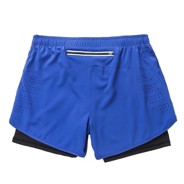 brillar Pantalones cortos deportivos de doble capa para hombres Pantalones de fitness falsos de secado rápido de 2 piezas