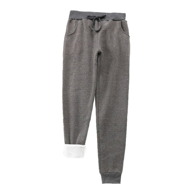 Leggings de invierno de talla grande para mujer, de felpa lisa: pantalones cálidos y casuales con cintura elástica, para llevar en exteriores e interiores
