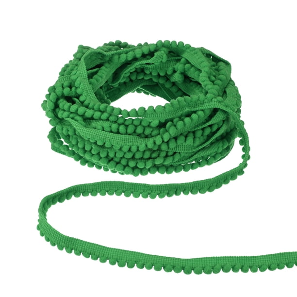 Uxcell 2-Pack Cinta de Flecos de Bola Pom Pom, 10 Yardas 5mm Mini Cinta de Pom Pom para Decoración del Hogar/Manualidades de Bricolaje, Verde Vegetal