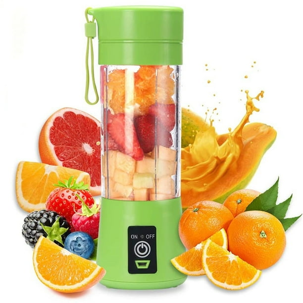 Licuadoras portátiles recargables por USB, 6 cuchillas, taza de jugo eléctrica verde con agitador