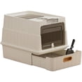 thumbnail image 3 of Cat Litter Box, Drawer-Style Enclosed Large Odor-Control Kitty Toilet with Pull-Out Tray, for Kittens, Big Cats & Multi-Cat Homes, White, 3 of 7