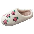 thumbnail image 2 of Slippers for Women Fuzzy Fresh Fruit Pattern Fluffy Winter House Shoes Home Footwear Warm Slippers Slip On Indoor Comfortable Slippers Bedroom Slippers Women White 41, 2 of 9