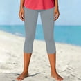 thumbnail image 3 of cocolona Womens Summer Casual High Waist Capri Leggings Solid Color Elastic Waist Workout Gym Yoga Cropped Pants, 3 of 5