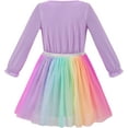 thumbnail image 2 of Girls Dress Tulle Skirt Rainbow Color 3D Ruffle Long Sleeve 5 Years, 2 of 5