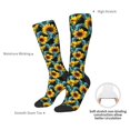 thumbnail image 4 of Naloa Blue Batterflies Sunflower Knee Socks, High Socks Long Stretchy Sock Women Knee High Stocking, Long Socks for Women, 4 of 6