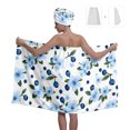 thumbnail image 2 of Colevkie Women 2 Pieces Bath Wrap Set Bath Towel & Hair Drying Cap for Bathroom Home Use Travel Adjustable Portable Absorbent Quick Drying Beach Towel Shower Cap Printed Blueberries Pattern, 2 of 8