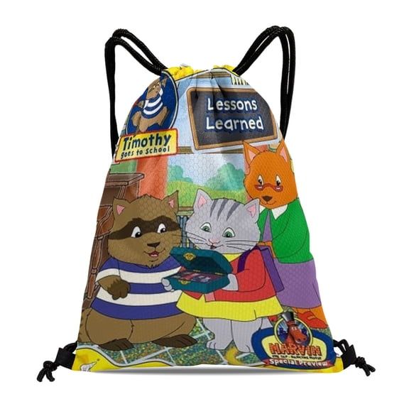 Timothy Goes to School Drawstring Backpack Bag Party Favors Goodies Merch Gym Waterproof Swimming Beach Fans