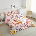 thumbnail image 3 of Cute Comforter Set ,Floral Deer Bedding for Full Bed,Colorful Vintage Deer Flower Tulip Down Alternative,Cartoon Duvet Insert with 2 Pillowcases, 3 of 6