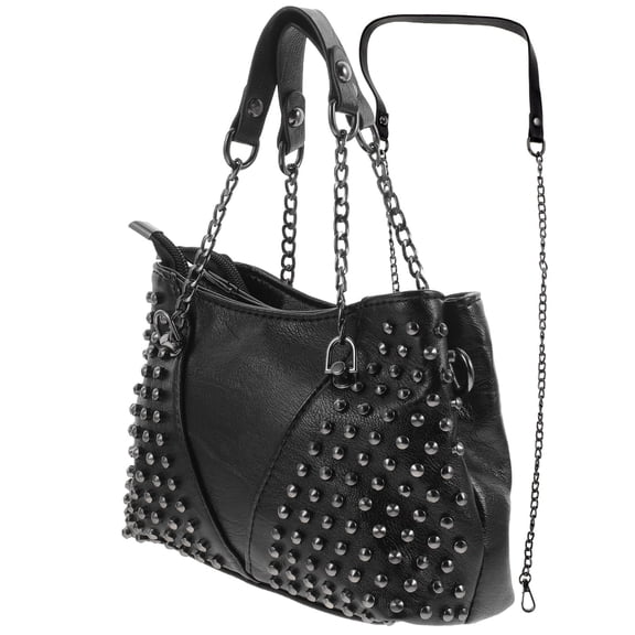 FOMIYES Black PU Rivet Chain Crossbody Bag Stylish Handbag for Women, Trendy and 1 Pc