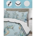 thumbnail image 3 of Twin XL Quilt Bedding Set, Coastal Seahorse Reversible Summer Quilt 3 Pieces, Summer Green Eucalyptus Leaves Coral Lightweight Bedspreads Coverlets with 2 Pillow Shams for All Seasons, 3 of 5