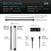 AC Infinity IONBEAM U4, Targeted Spectrum UV LED Grow Light Bars 11”, 4-Bar Lighting Kit with 365nm and 395nm Diodes, Digital Dimming Schedule Controller, for Indoor Plants, Grow Tents, Greenhouses