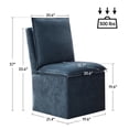 thumbnail image 3 of Usaint Upholstered Dining Chair with Casters and Storage, Fabric Rolling Desk Chair with Wheels for Home Office Living Room, Easy Assembly, Navy, 3 of 6