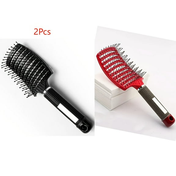 2-Piece Hair Styling Comb Set, Hair Removal and Scalp Massage Brush, Large Curved Design, Boar Bristle Massage Comb for Quick Drying, ABS Plastic Handle - Ideal Christmas Gift for Mother, Hair Brush