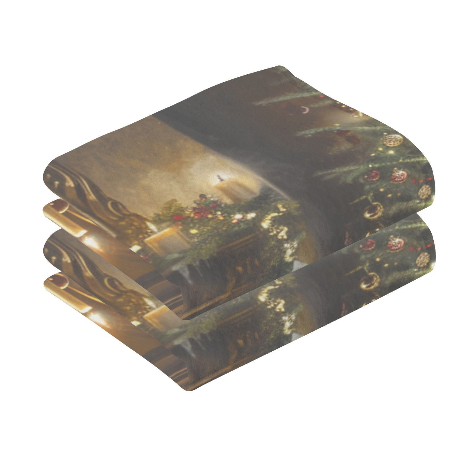 Christmas Dinner Hand Towels Cotton Bath Towels Large Face Towels Absorbent for Bathroom 2 Packs