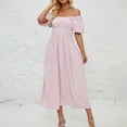 thumbnail image 4 of Lmnyox Off Shoulder Maxi Dress for Women Casual Puff Short Sleeve Dress Flowy Cocktail Party Dress, 4 of 7