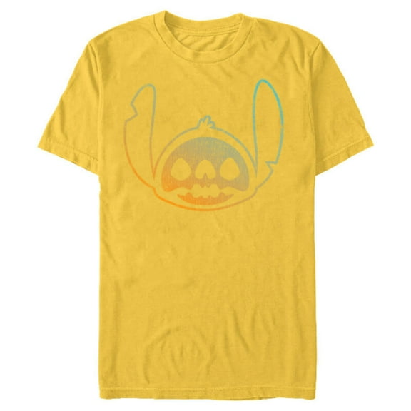 Disney Stitch Face Halloween - Short Sleeve Blended T-Shirt for Adults - Customized-Yellow