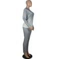 thumbnail image 4 of Fangasis Ladies Sweatsuits Gradient Two Piece Outfit Crew Neck Jogger Set Women Slim Fit Lounge Sets Casual Sports 2#Gray M, 4 of 5