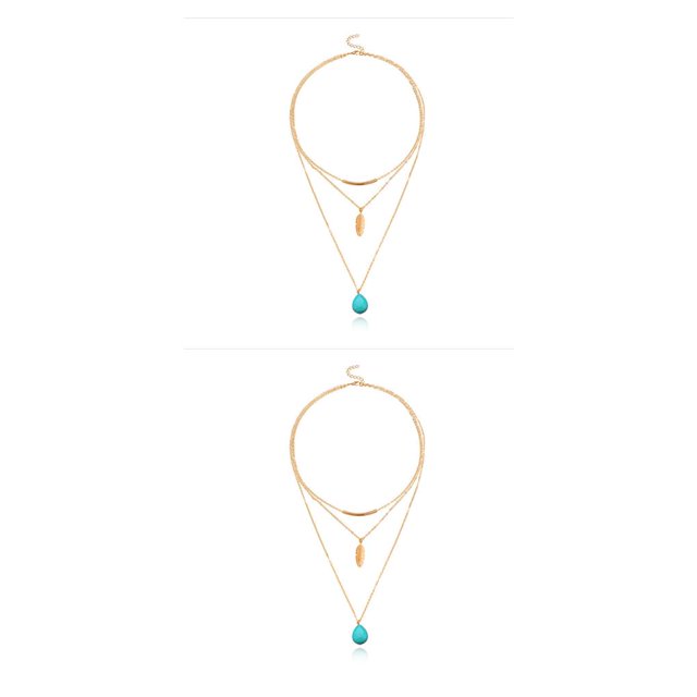 Collar de cadena de moda sweethay hojas universales ajustables joyería turquesa colgantes resistentes