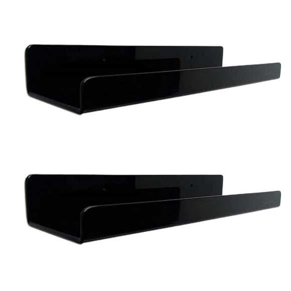 2 Pieces Acrylic Floating Wall Shelves Floating Shelves for Bathroom Nursery Black